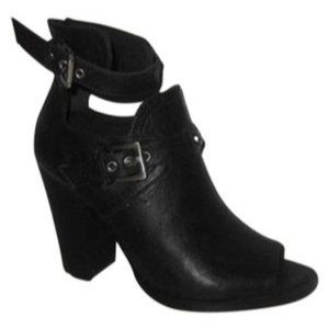 Guess 'GGisteria' Black Open Toe Zip Chrome Buckle